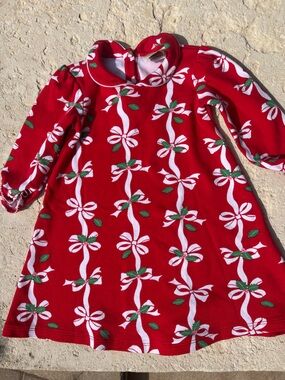 Beaufort Bonnet Red Holiday Bow Print Long Sleeve Dress